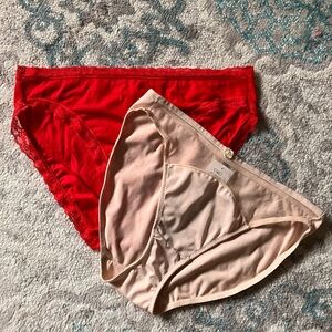 🆕 VS Red and Cato Beige Lace Panty Set